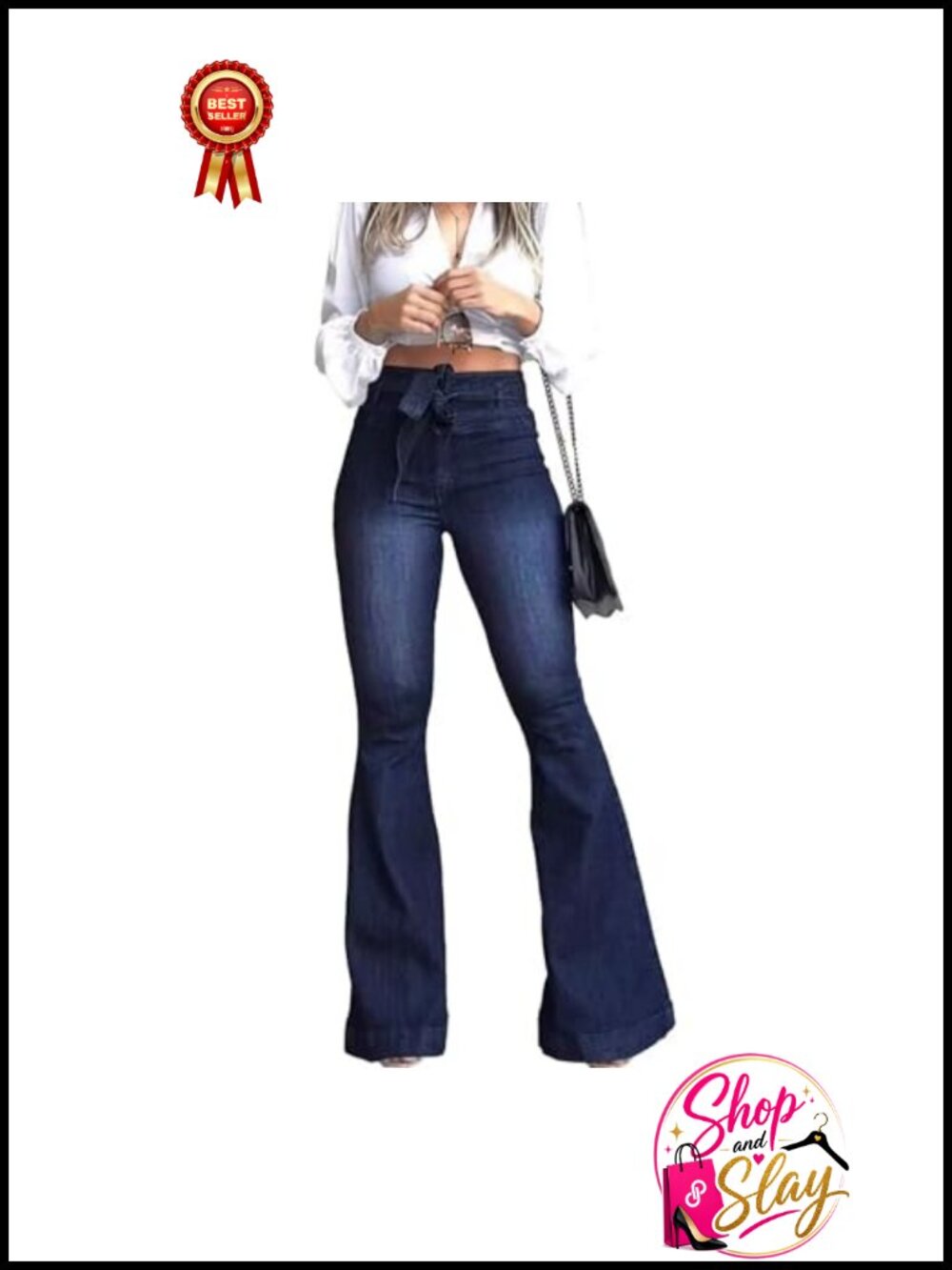 High Waisted Bell Bottom Flare Jeans Wide Leg Stretch Denim Pants